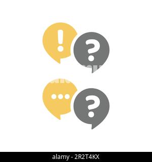 Conversation chat bubble with exclamation and question mark. Help and FAQ, communication and talking balloon vector icon set. Stock Vector