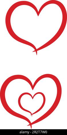 Collection of heart illustrations, Love symbol icon set, love symbol vector Stock Vector