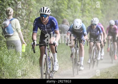 Antwerp, Belgium. 21st May, 2023. Belgian Sara Van de Vel of Fenix-Deceuninck Team pictured in action during the 'Antwerp Port Epic' 'Schaal Sels' women's elite one day cycling race, 123km in and around Antwerp, fifth race (5/10) in the Lotto Cycling Cup, Sunday 21 May 2023. BELGA PHOTO TOM GOYVAERTS Credit: Belga News Agency/Alamy Live News Stock Photo