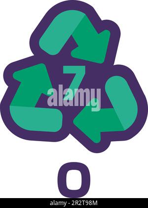 Notice O number 7 for industrial products marking. Recycle code for plastic, paper, metals. Informing consumer of package properties and chemical comp Stock Vector