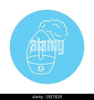 Humidifier with steam color line icon. Household appliance Stock Vector