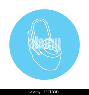 Toilet smart color line icon. Smart home technology. Household appliance Stock Vector