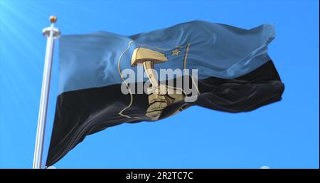Flag of Donetsk City, Ukraine. Loop Stock Photo