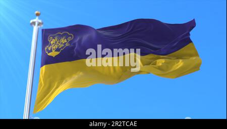 Flag of Uzhhorod City, Ukraine. Loop Stock Photo