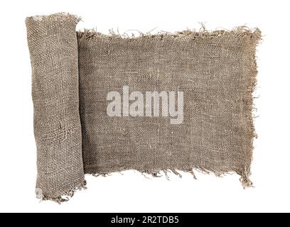 Piece old frayed edges of fabric cloth texture isolated on white