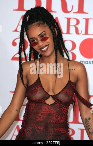 London, UK. 21st Feb, 2018. IAMDDB attends The BRIT Awards 2018 at The O2 Arena in London, England. (Photo by Fred Duval/SOPA Images/Sipa USA) Credit: Sipa USA/Alamy Live News Stock Photo