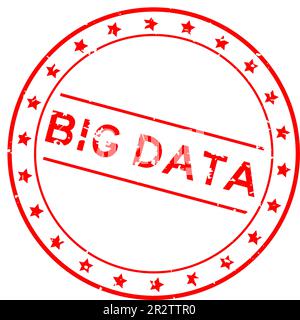 Grunge red big data word round rubber seal stamp on white background Stock Vector
