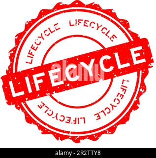 Grunge red lifecycle word round rubber seal stamp on white background Stock Vector