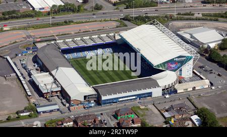 aerial view of Leeds United Elland Road Stadium (taken May 2023) Stock Photo