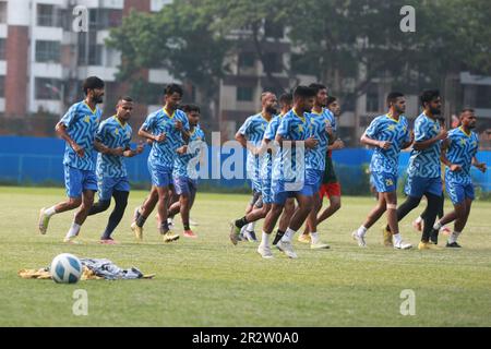 Abahani Ltd. footballers attend parctice session at club ground  at Dhannmondi in Dhaka, Bangladesh.Abahani Limited Dhaka, also referred as Dhaka Abah Stock Photo