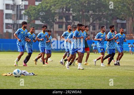 Abahani Ltd. footballers attend parctice session at club ground  at Dhannmondi in Dhaka, Bangladesh.Abahani Limited Dhaka, also referred as Dhaka Abah Stock Photo