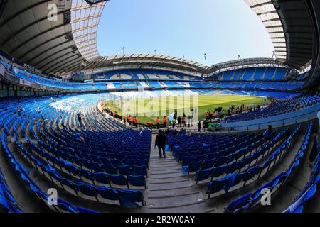 Interior view of The Etihad ahead of the Premier League match Manchester City vs Chelsea at Etihad Stadium, Manchester, United Kingdom. 21st May, 2023. (Photo by Conor Molloy/News Images) in Manchester, United Kingdom on 5/21/2023. (Photo by Conor Molloy/News Images/Sipa USA) Credit: Sipa USA/Alamy Live News Stock Photo