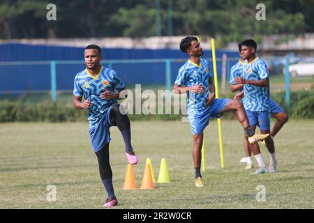 Abahani Ltd. footballers attend parctice session at club ground  at Dhannmondi in Dhaka, Bangladesh.Abahani Limited Dhaka, also referred as Dhaka Abah Stock Photo