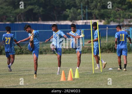 Abahani Ltd. footballers attend parctice session at club ground  at Dhannmondi in Dhaka, Bangladesh.Abahani Limited Dhaka, also referred as Dhaka Abah Stock Photo