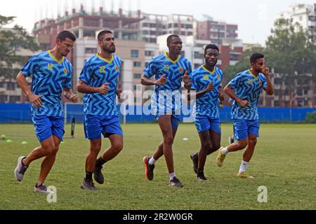 Abahani Ltd. footballers attend parctice session at club ground  at Dhannmondi in Dhaka, Bangladesh.Abahani Limited Dhaka, also referred as Dhaka Abah Stock Photo