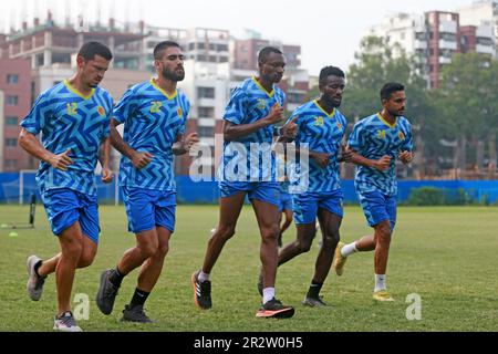 Abahani Ltd. footballers attend parctice session at club ground  at Dhannmondi in Dhaka, Bangladesh.Abahani Limited Dhaka, also referred as Dhaka Abah Stock Photo