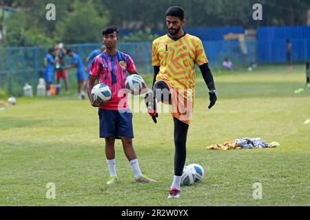 Abahani Ltd. footballers attend parctice session at club ground  at Dhannmondi in Dhaka, Bangladesh.Abahani Limited Dhaka, also referred as Dhaka Abah Stock Photo