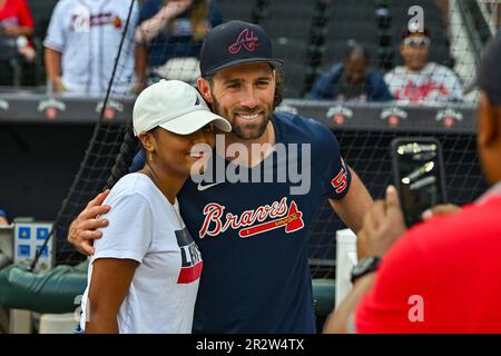 ATLANTA, GA – MAY 20: Atlanta third baseman Charlie Culberson (53) wears a  hat saluting the US Armed Forces during the MLB game between the Seattle  Mariners and the Atlanta Braves on