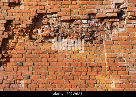 Wide angle Vintage Red brick wall Background Stock Photo