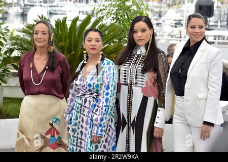 Cannes, France. 21st May, 2023. CANNES, FRANCE - MAY 21:Tantoo Cardinal, Jillian Dion, Janae Collins, Cara Jade Myers attends the 'Killers Of The Flower Moon' photocall at the 76th annual Cannes film festival at Palais des Festivals on May 21, 2023 in Cannes, France. Credit: dpa/Alamy Live News Stock Photo