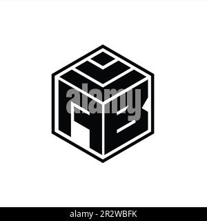 AB Logo monogram hexagon shape with geometric abstract isolated outline ...