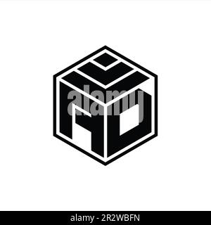 AD Logo monogram with hexagon geometric shape isolated outline design template Stock Photo