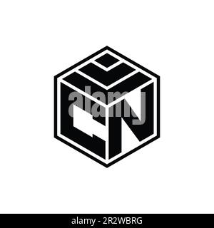 CN Logo monogram with hexagon geometric shape isolated outline design template Stock Photo