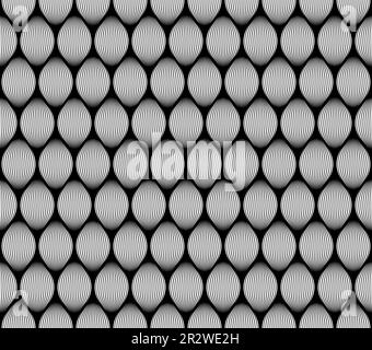 Modern Optical Seamless texture made of leaves black on white/transparent background Stock Vector