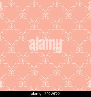 Pink ogee decorative vector seamless pattern background with hand drawn tangled shapes. Elegant geometric stylized ornate backdrop. Ornamental lattice Stock Vector