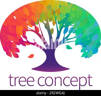 Rainbow Tree Abstract Stylised Concept Design Icon Stock Vector