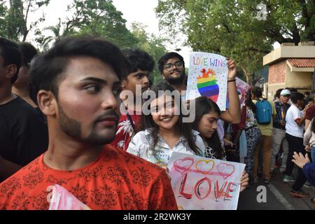 May 21, 2023, Kolkata, India: LGBTQ community take part during a  rally to celebrate Love, Respect, Freedom, Tolerance, Equality and Pride, on May 21, 2023, in Kolkata City, India. (Photo by Biswarup Ganguly/Eyepix Group). Stock Photo