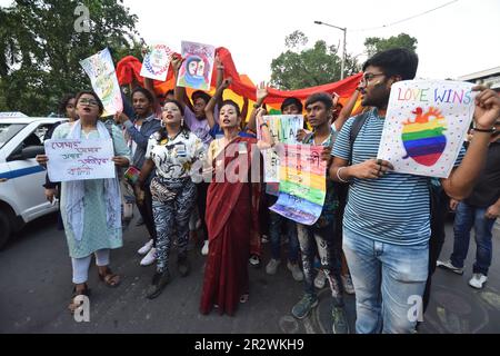 Kolkata, India. 21st May, 2023. LGBTQ community take part during a rally to celebrate Love, Respect, Freedom, Tolerance, Equality and Pride, on May 21, 2023, in Kolkata City, India. (Credit Image: © Biswarup Ganguly/eyepix via ZUMA Press Wire) EDITORIAL USAGE ONLY! Not for Commercial USAGE! Stock Photo