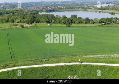 A view of Pugneys Park  from Sandal Castle in Wakefield,West Yorkshire,UK Stock Photo