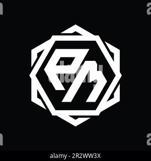 PM Logo monogram gaming with hexagon geometric shape design template Stock  Photo - Alamy