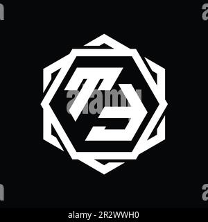 TF Logo monogram hexagon shape with geometric abstract isolated outline ...