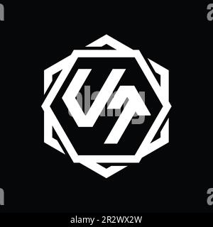 VT Logo monogram hexagon shape with geometric abstract isolated outline ...