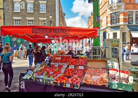 London Southwark Borough Market  wholesale and retail food colourful fruit stall Stock Photo