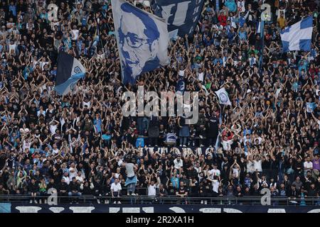 Naples, Italy. 21st May, 2023. Napoli supporters cheer on during the Serie A football match between SSC Napoli and FC Internazionale at Diego Armando Maradona stadium in Naples (Italy), May 21st, 2023. Credit: Insidefoto di andrea staccioli/Alamy Live News Stock Photo