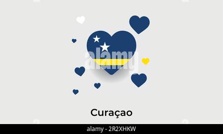 Curacao country heart. Love Curacao national flag vector illustration Stock Vector