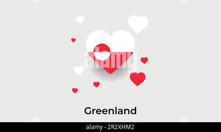 Greenland country heart. Love Greenland national flag vector illustration Stock Vector