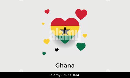 Ghana country heart. Love Ghana national flag vector illustration Stock Vector
