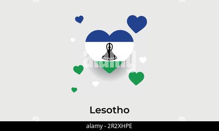Lesotho country heart. Love Lesotho national flag vector illustration Stock Vector