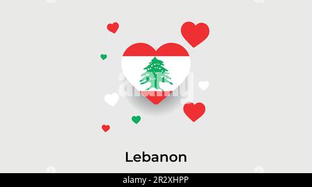 Lebanon country heart. Love Lebanon national flag vector illustration Stock Vector