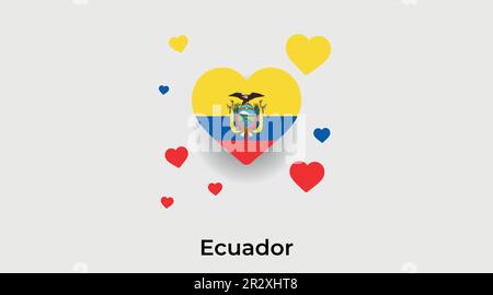 Ecuador country heart. Love Ecuador national flag vector illustration Stock Vector