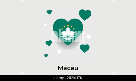 Macau country heart. Love Macau national flag vector illustration Stock Vector