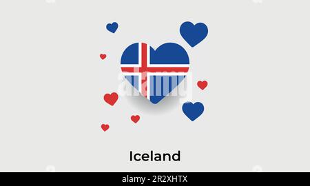 Iceland country heart. Love Iceland national flag vector illustration Stock Vector