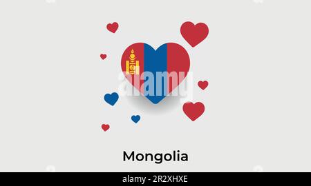 Mongolia country heart. Love Mongolia national flag vector illustration Stock Vector