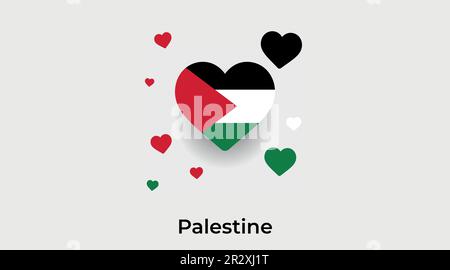 Palestine country heart. Love Palestine national flag vector illustration Stock Vector