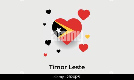 Timor Leste country heart. Love Timor Leste national flag vector illustration Stock Vector