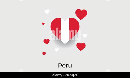 Peru country heart. Love Peru national flag vector illustration Stock Vector